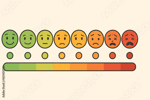 Pain measurement scale medical assessment 0-10 rating system emotion faces healthcare evaluation tool vector illustration gradient chart patient diagnosis treatment
