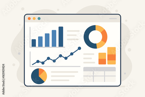 Business analytics dashboard vector illustration web interface statistics charts graphs data visualization financial reporting business intelligence metrics