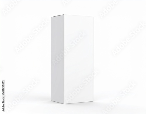 Tall white paper box mock up template on isolated white background, 3d illustration