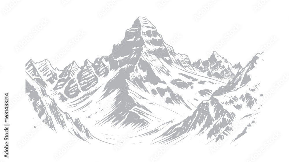 Naklejka premium Majestic Mountain Range in Monochrome