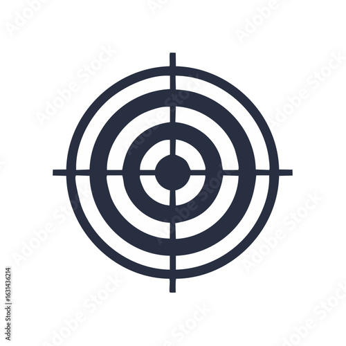 A bullseye target with concentric circles and crosshairs, centered on a white background.