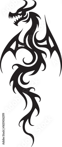 Tribal Dragon Tattoo Vector Design

