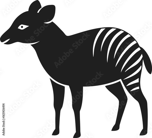 Zebra duiker silhouette of striped West African antelope isolated on white background