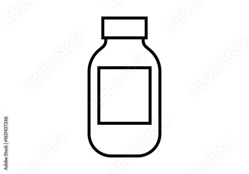 Icono negro de bote de medicamento en fondo blanco