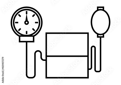 Icono negro de tensiómetro en fondo blanco