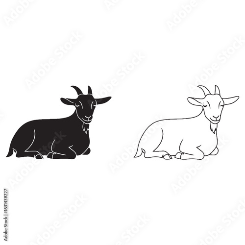 A Goat Contour Assets - Professional Quality - Easy to Use - Goat silhouette - Goat lineart - Goat vector - vector set of Goat

