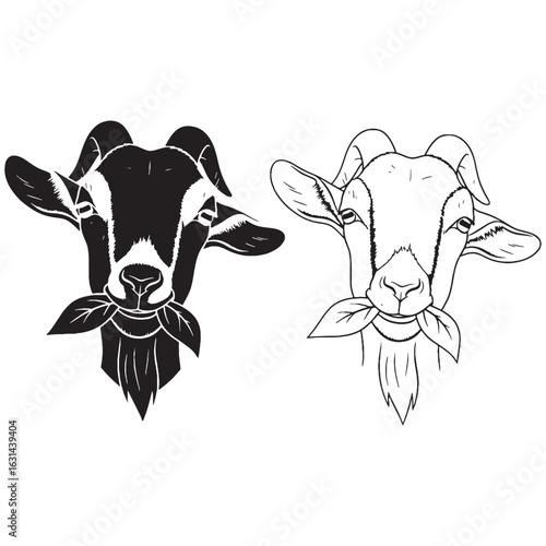 The Goat Vector Creation - Simple Form - Clean Lines - Goat silhouette - Goat lineart - Goat vector - vector set of Goat

