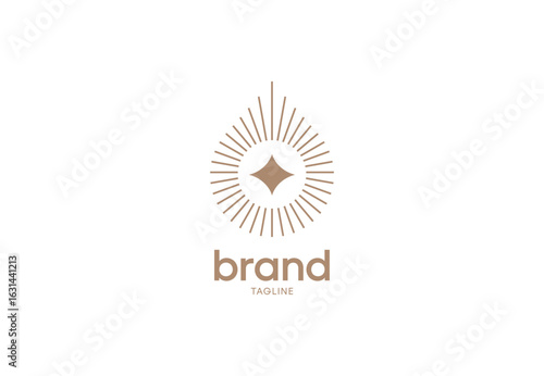 Minimalist Line Art Starburst Diamond Shape Emblem Decoration Icon Graphic