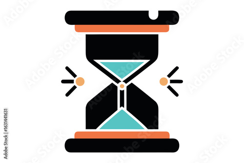 Stylized Hourglass with Flowing Sand and Energy Rays time sand timer