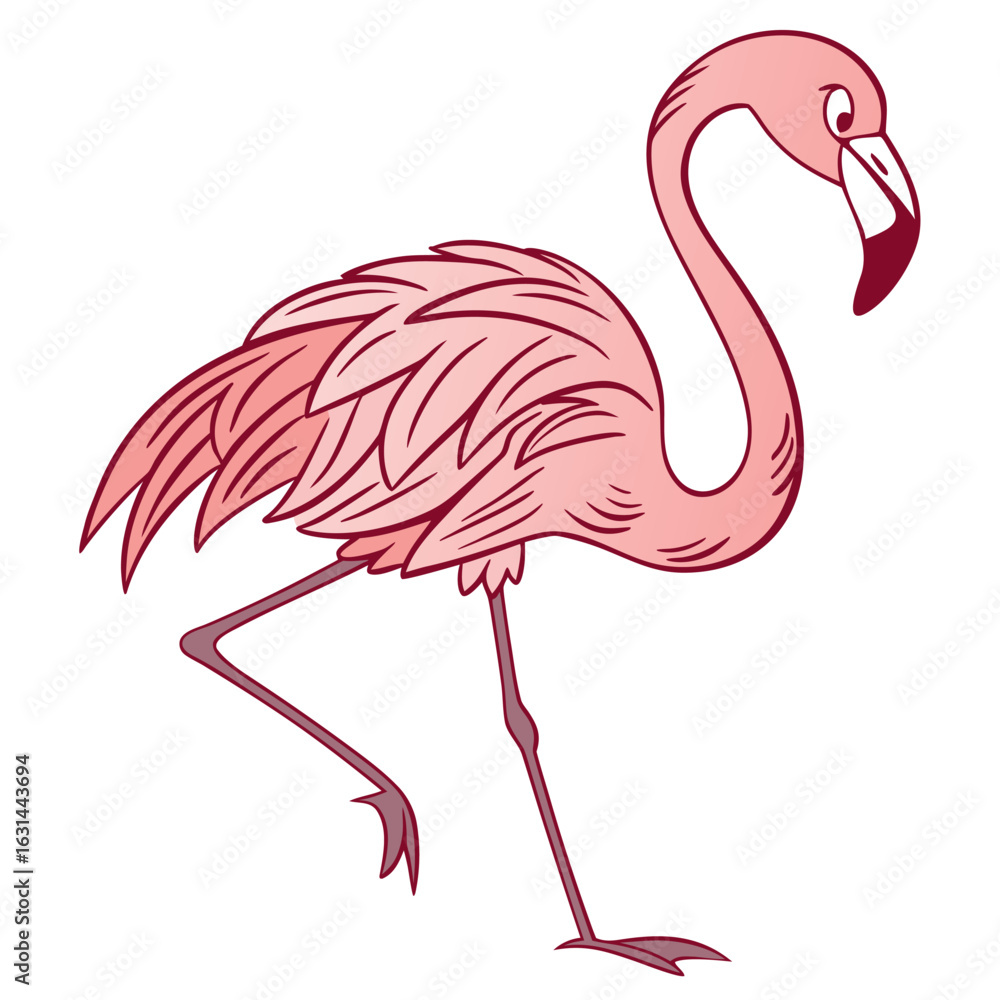 Fototapeta premium pink flamingo on white background