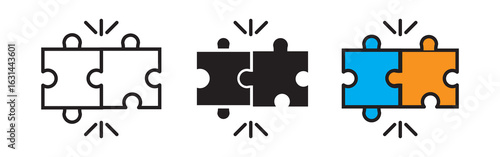 Compatibility icon symbol collection on white background. Thin linear compatibility, connection, cooperation outline icon isolated on white background. Line vector compatibility 