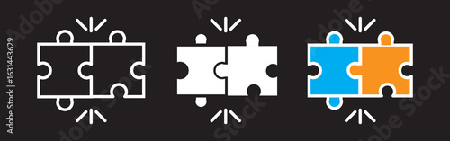 Compatibility icon symbol collection on white background. Thin linear compatibility, connection, cooperation outline icon isolated on white background. Line vector compatibility 