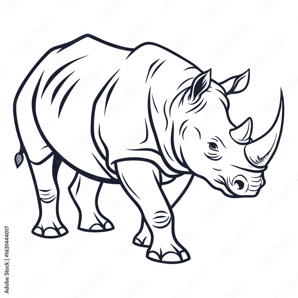 Fototapeta premium Rhino isolated vector on a white background 