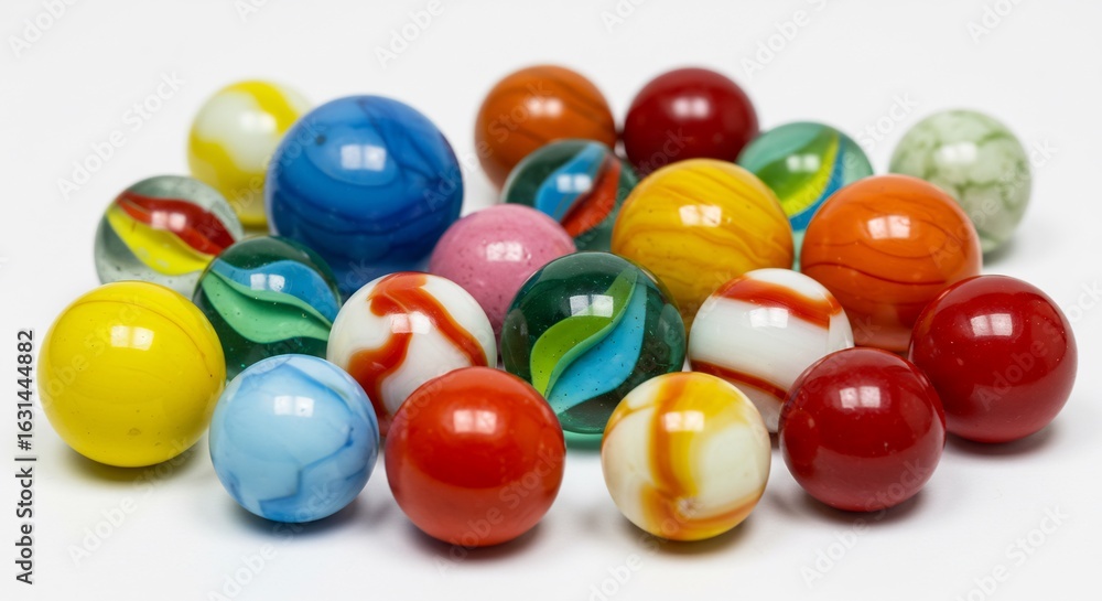 Obraz premium Billes color�es brillent intens�ment lumi�re douce collection ludique joyeuse. AI Generated