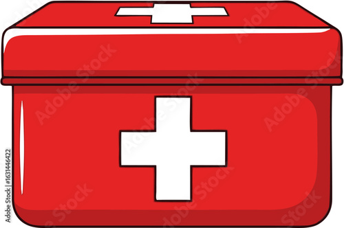 Red First Aid Kit Illustration Emergency Preparedness and Healthcare Symbol