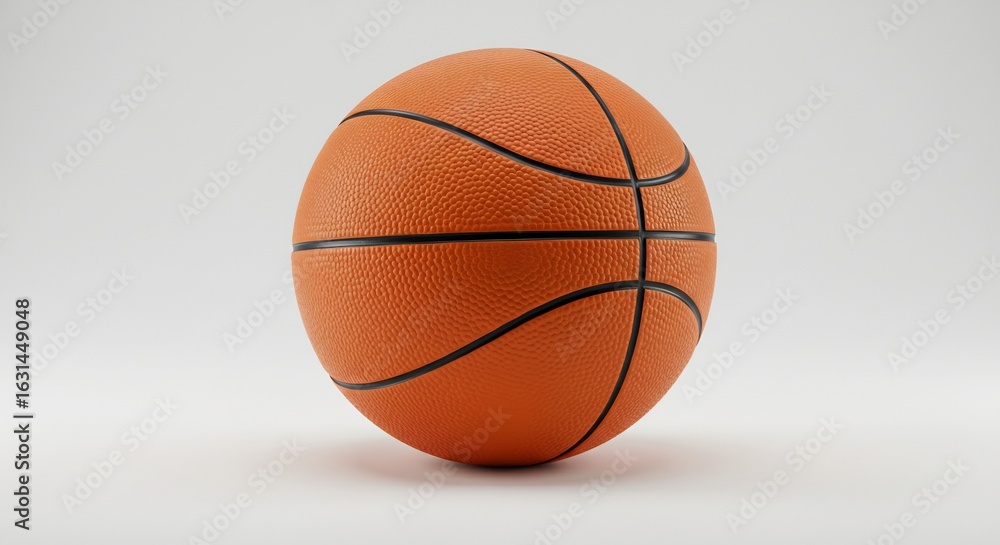 Fototapeta premium Ballon basket orange vif eclairage doux studio photographie nette. AI Generated