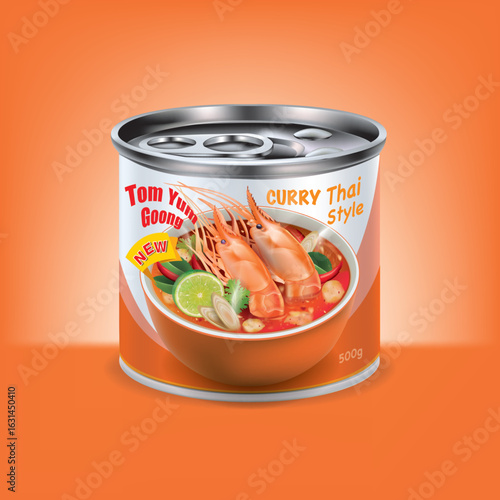 Design of cans for Thai food Tom Yum Goong