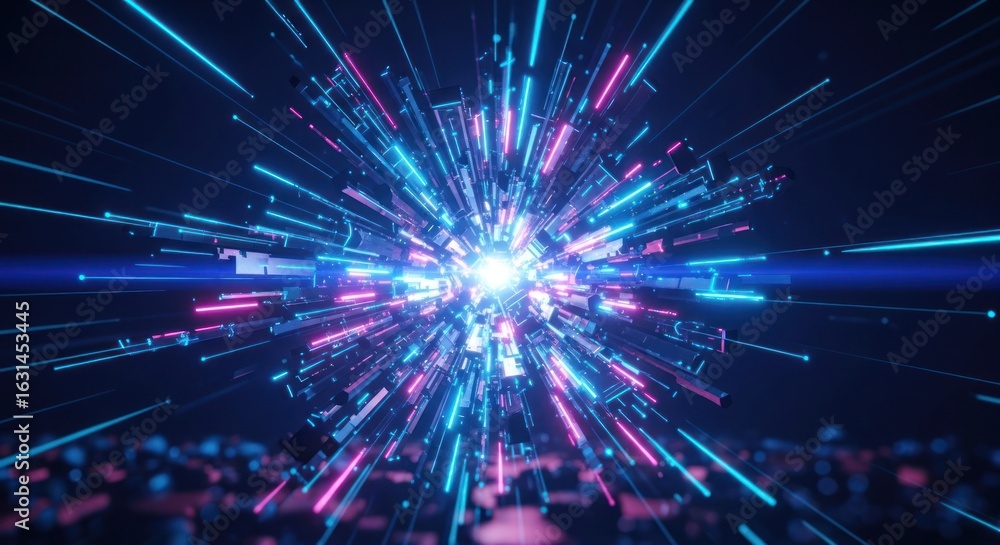 Naklejka premium Abstract Blurring lines of light emanating from center core