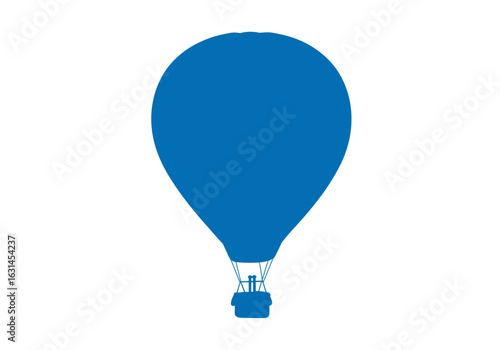 Single blue hot air balloon flying, vector illustrator