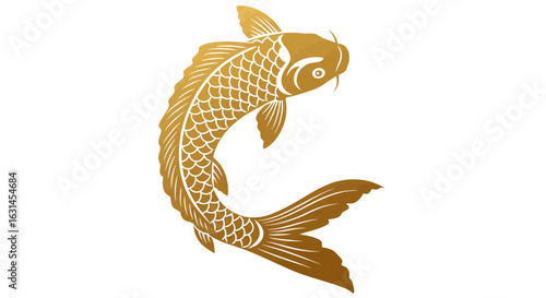 Slender golden koi fish swim in circular motion.