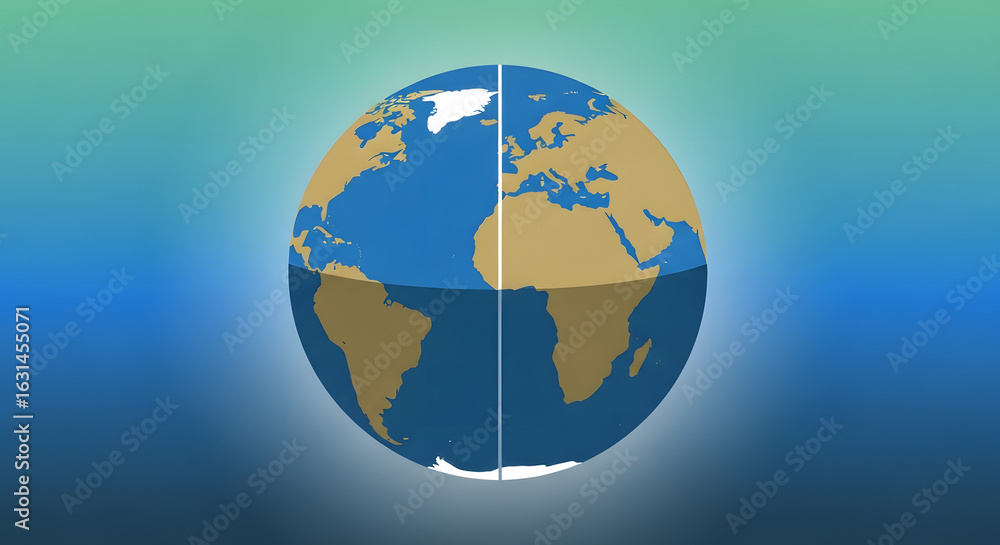 Naklejka premium Detailed World Globe with Continents on Gradient Background