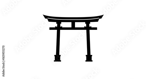  A black torii gate symbol, vector illustrator.