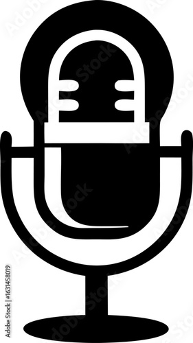 Podcast Microphone with Pop Filter Icon Vector Black