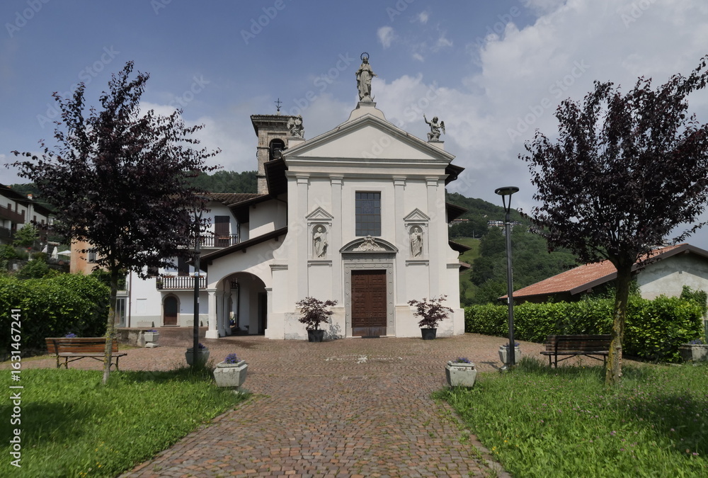 Fototapeta premium Ama chruch facade in Selvino Plateau, Lombardy, Italy