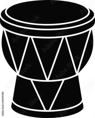 black silhouette a field drum on white background.eps