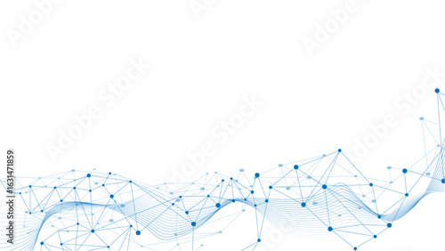 Abstract tech network connection dots. Digital technology and big data analysis background.	