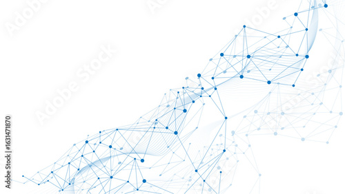 Abstract tech network connection dots. Digital technology and big data analysis background.	