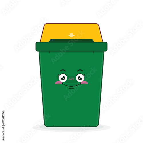 rubbish bin smile face cartoon cute