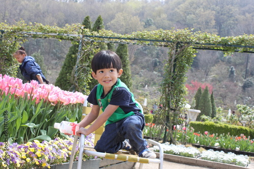 Boy with Tulips and sakura