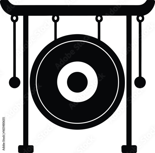 black silhouette a gong on white background.eps