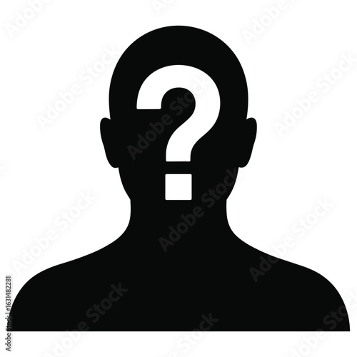Human head silhouette with a question mark silhouette