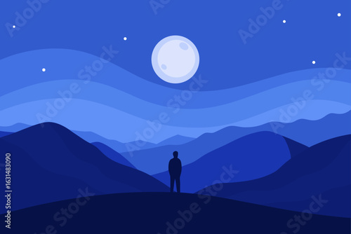 solitary figure hilltop sky nature alone calm peace