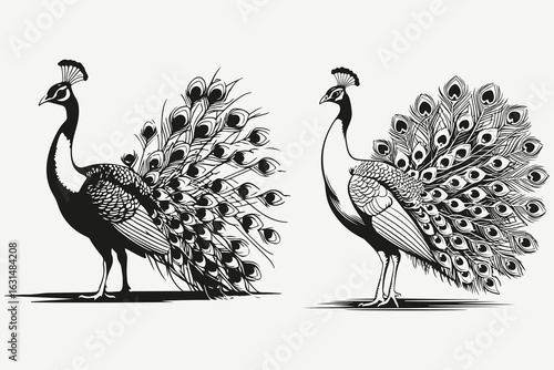 peacock sketch illustration vector