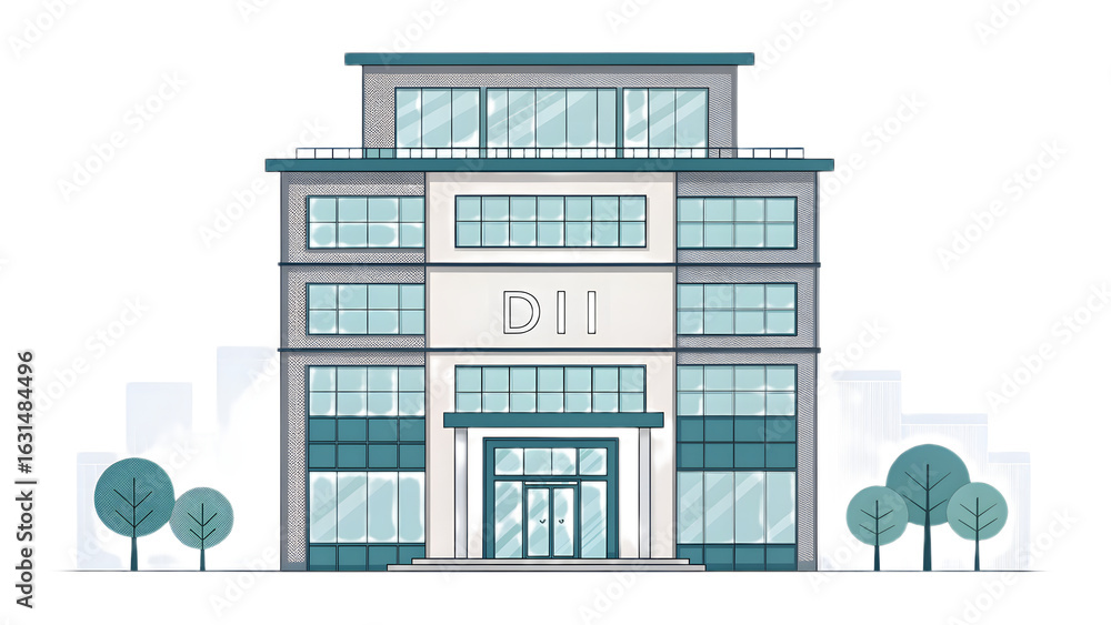 Obraz premium Modern high-rise building illustration with sleek architectural design PNG. 