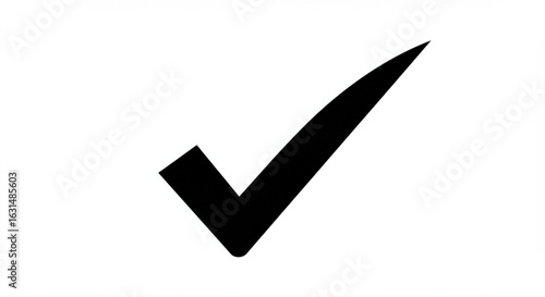 Black check mark on a plain background for approval, agreement, or verification