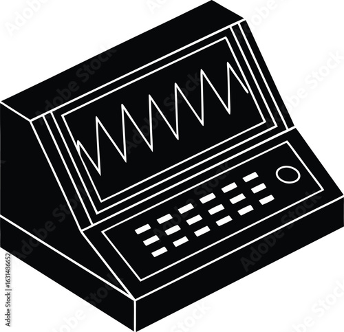 black silhouette a logic analyzer on white backgro.eps
