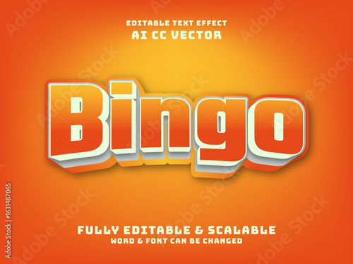 Vector orange 3d text effect bingo title style