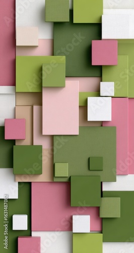 Abstract geometric pattern of layered squares in various pastel colors