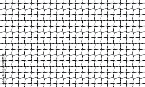 Minimalist black grid pattern on white background. Uniform squares with slightly irregular lines create a textured, mesh-like effect. Geometric, seamless, and evenly lit design.
