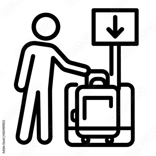 Person checking luggage dimensions at airport inspection station  