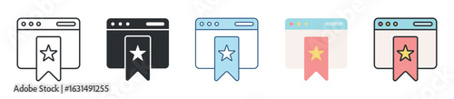 Bookmark Icon Set Multiple Style Collection
