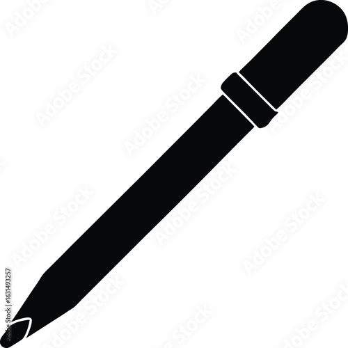 black silhouette a stylus pen on white background.eps