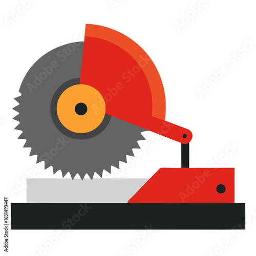 Red and gray chop saw for cutting materials