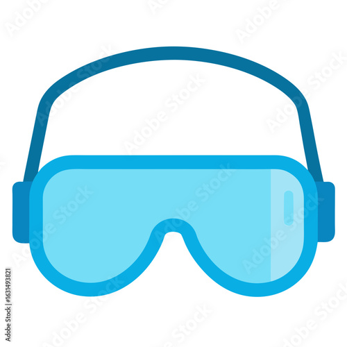 Blue ski goggles icon with a white background