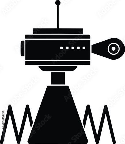 black silhouette a ultrasonic sensor on white back.eps