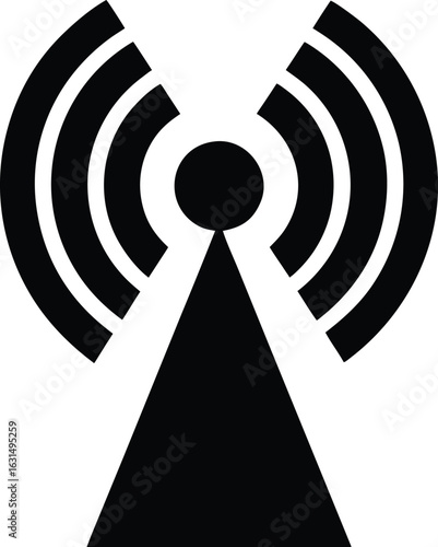 black silhouette a wi fi signal icon on white back.eps